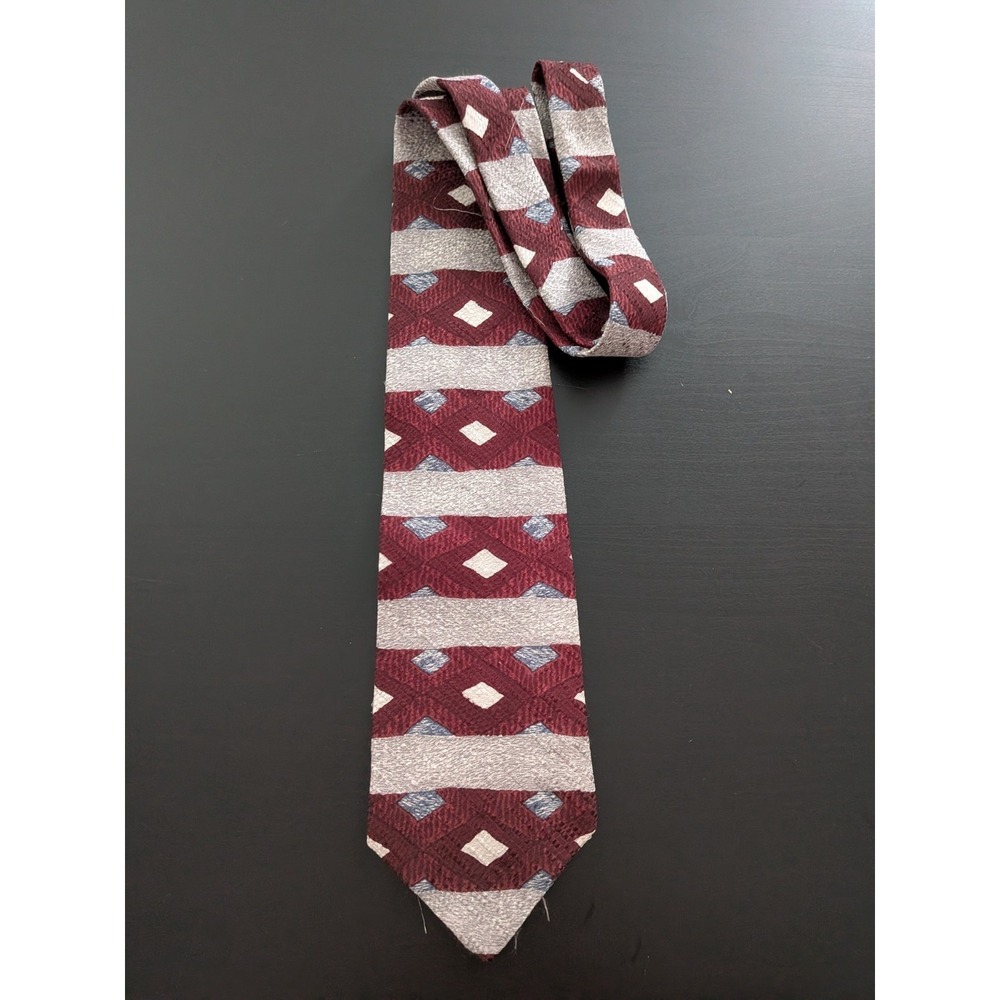 Pastime by Arrow Tie‎ Necktie Gray Red Geometric Print USA Made